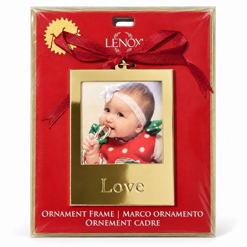 Lenox Love Portrait Christmas Ornament Frame Gold Tone 847069 NWT